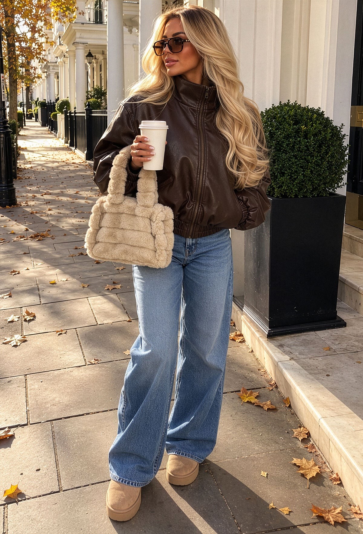 Corin Beige Faux Fur Tote Style Bag view 3