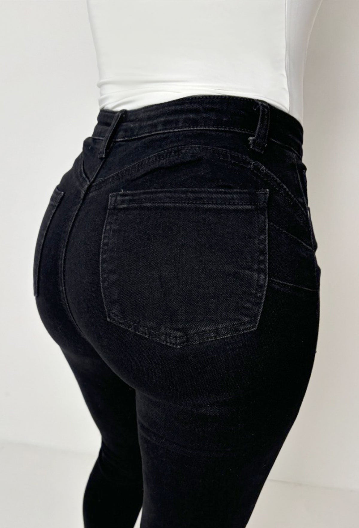 Amelie Washed Black Stretch Push Up Skinny Jeans view 3